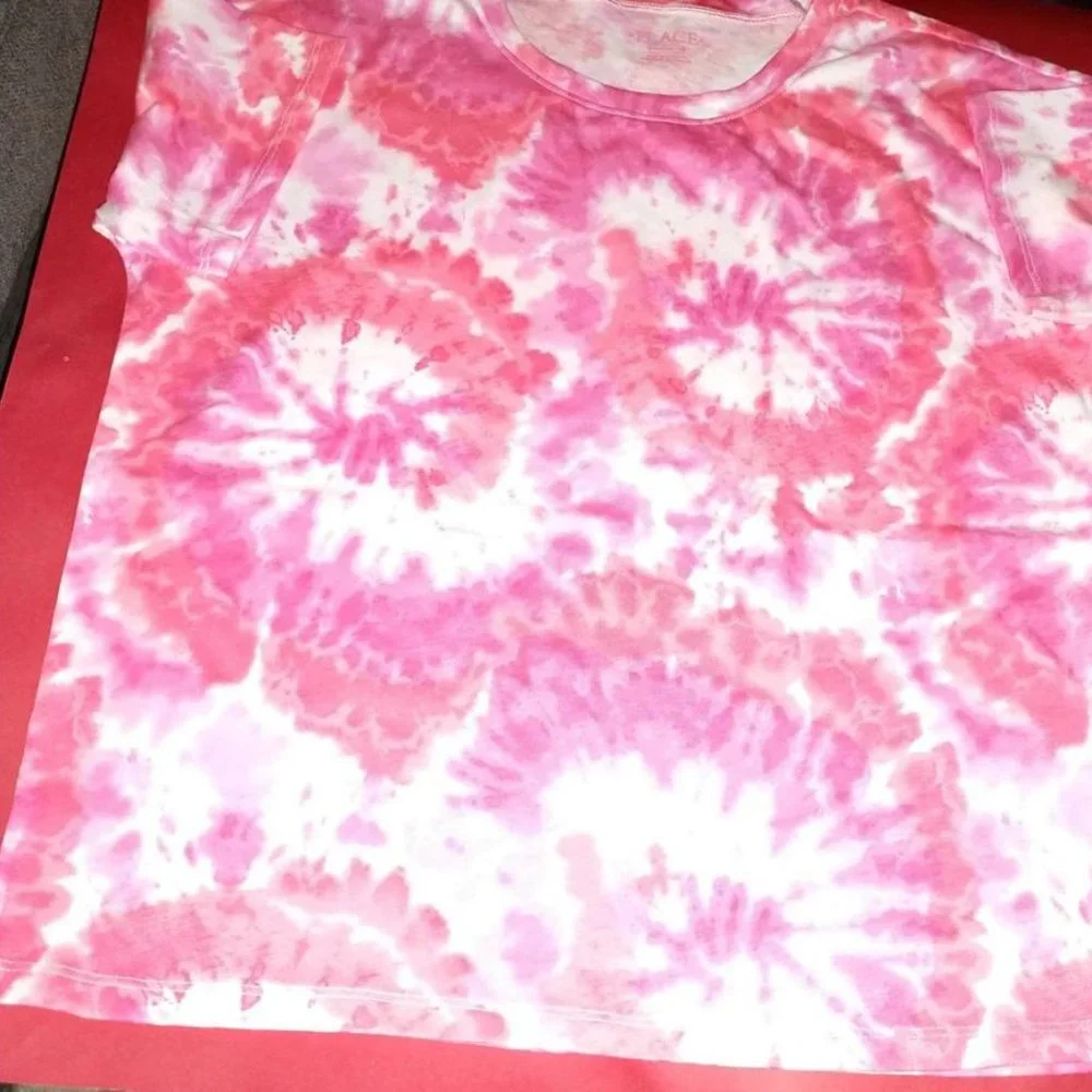 Children's Place teen Youth girl t Shirt pink tie dye size XXL 16 K-190